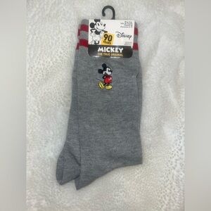Disney Mickey Mouse 90 Years Grey Socks W/ Embroidered Mickey